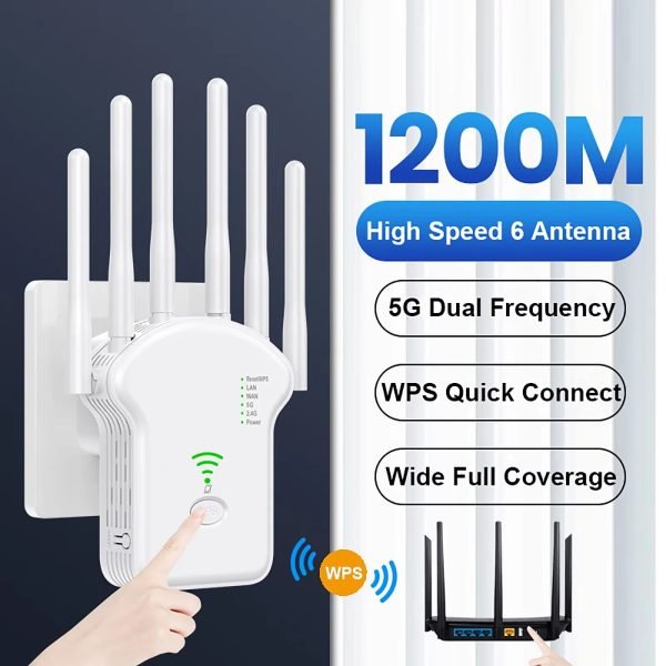 Dual-Band 2.4G 5G WiFi Extender 6 Antenna