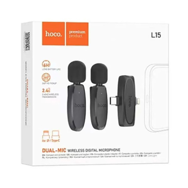 L15 Dual Mic Wireless Microphone | Type-C + Lightning 2-in-1